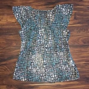 Blue Flowy See-Through Blouse Size Extra Small